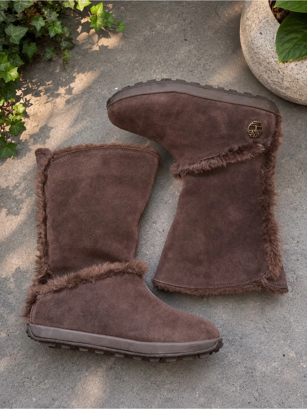 Timberland Brown Suede Faux-Fur-Trim Mid-Calf Winter Boots